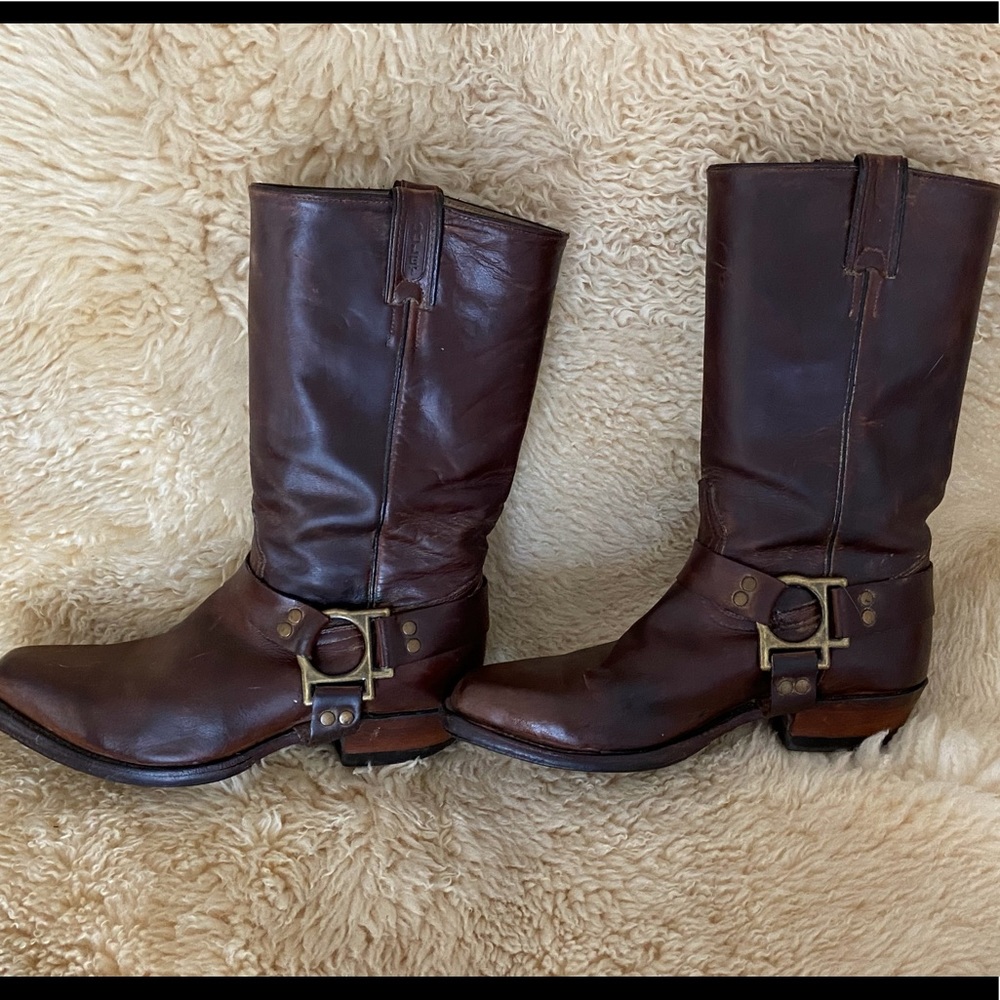 Brown leather Boulet harness boots